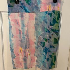 LuLaRoe Cassie Pastel Tie-Dye Print Skirt Pink, Blue & Green